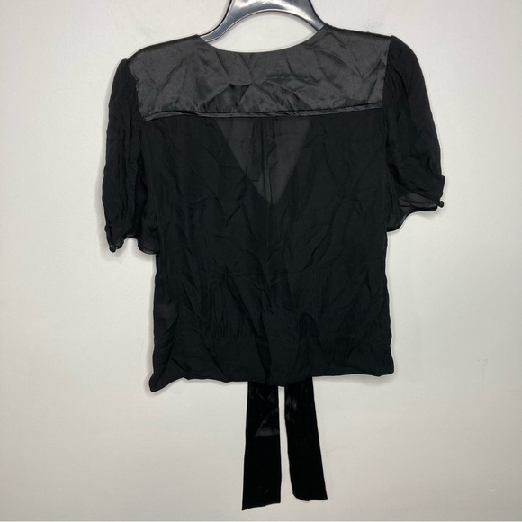 NWT Cache silk blouse black tie front size medium - Picture 7 of 10